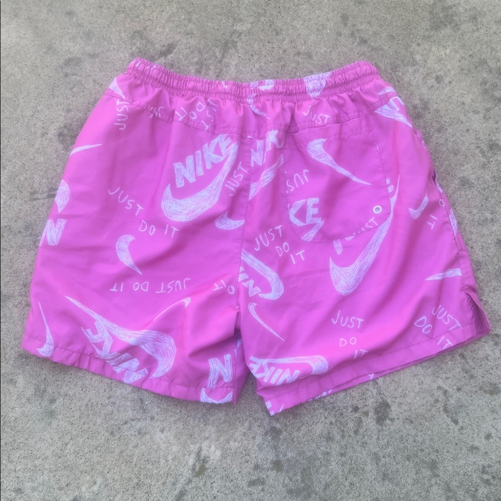 Nike 'Just Do It' Nike Swoosh Printed Woven Pink Casual Shorts Men's Size L - Picture 5 of 7